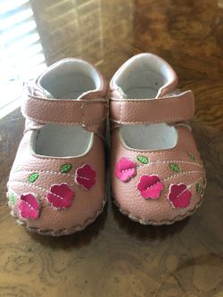 Infant girls floral leather slippers $10