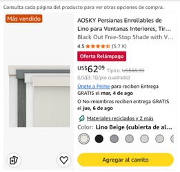 AOSKY Cordless Blackout Roller Shade 40” x 72” Beige - New/Open Box