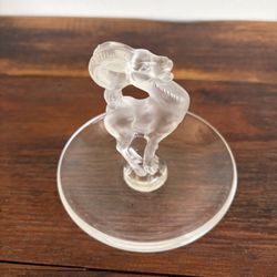 Lalique France Crystal Ram Jewelry Holder 
