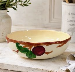 Vintage Franciscan Apple 9” Serving Bowl USA Hand Decorated Oven Safe MCM