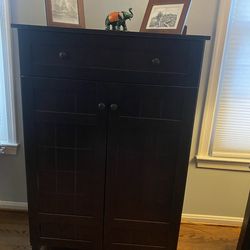 Dark Brown Wood Modern Shoe Cabinet (Tall)