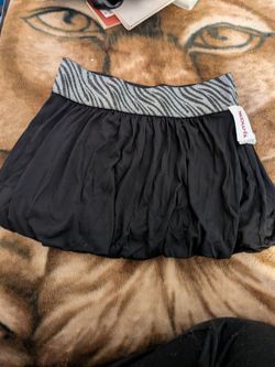 Black Bubble Mini Skirt with Zebra Waistband