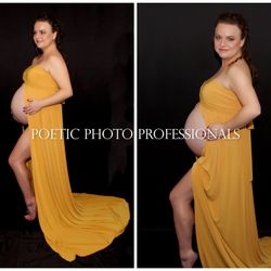 Yellow Mustard Maternity Dress Photo Shoot