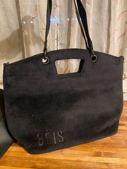 BEIS Black Terry Tote with Dual Top Handles