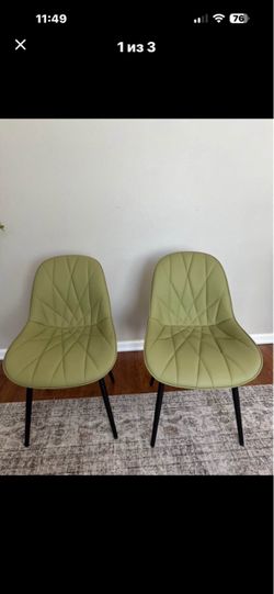 Set of 2 Green Dining Chairs