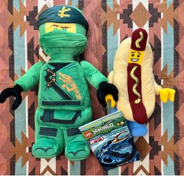 LEGO Ninjago Plush Lot Lloyd Ninja & Hot Dog + 2013 Special Edition Book
