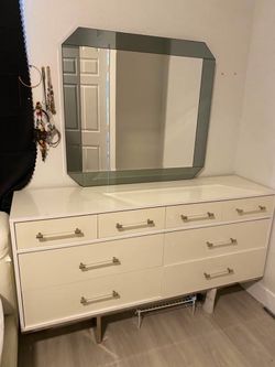 White Dresser Set with Mirror & Nightstand