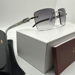 Cartier White Buffalo Horn Grey/Platinum Buffs Big C Decor Glasses PRICE FIRM