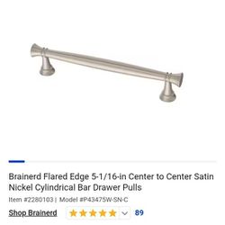 Brainerd Flared Edge 5-1/16-in Center to Center Satin Nickel Cylindrical Bar Drawer Pulls