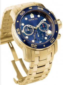BNIB Watch Invicta Pro Diver Scuba Gold/Blue Chronograph (Model 0073)