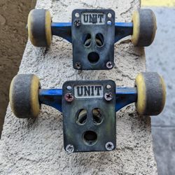 Used Unit Skateboard Trucks Blue And Black