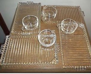 Vintage 1950s Hazel Atlas "Orchard Crystal" snack tray and cup