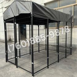 Outdoor Dog Cage Kennel with Tarp Shade – 8x4x6 ft  (New in Box)