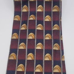 59x4 Luis Roth Silk Necktie Red Blue Gold White Retro