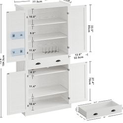 72.6" Tall Kitchen Pantry Storage Cabinet with Barn Doors, Drawer, 4 Adjustable Shelves, Freestanding Cupboard for Dining Room, Living Room, Laundry R