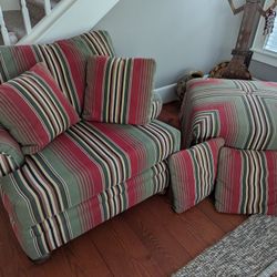 Chair + Pouf/Ottoman + 4 Pillows Southwest Adirondack Lodge Cabin 