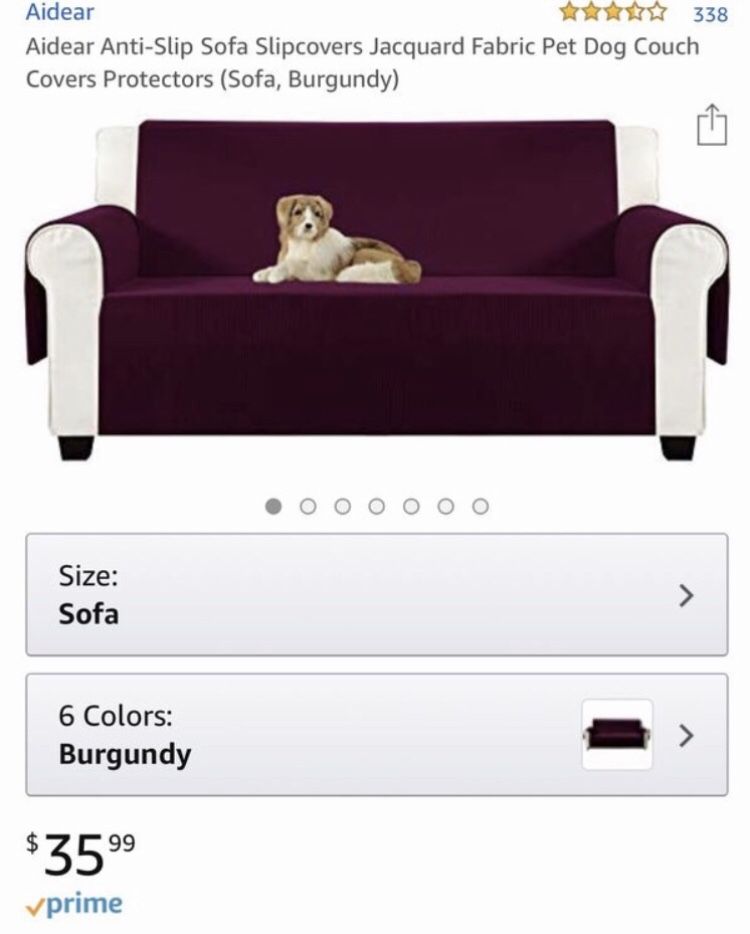 Like New 70” Burgundy Aidear Anti-Slip Sofa Slipcover Jacquard Fabric Pet Dog Couch Cover Protector