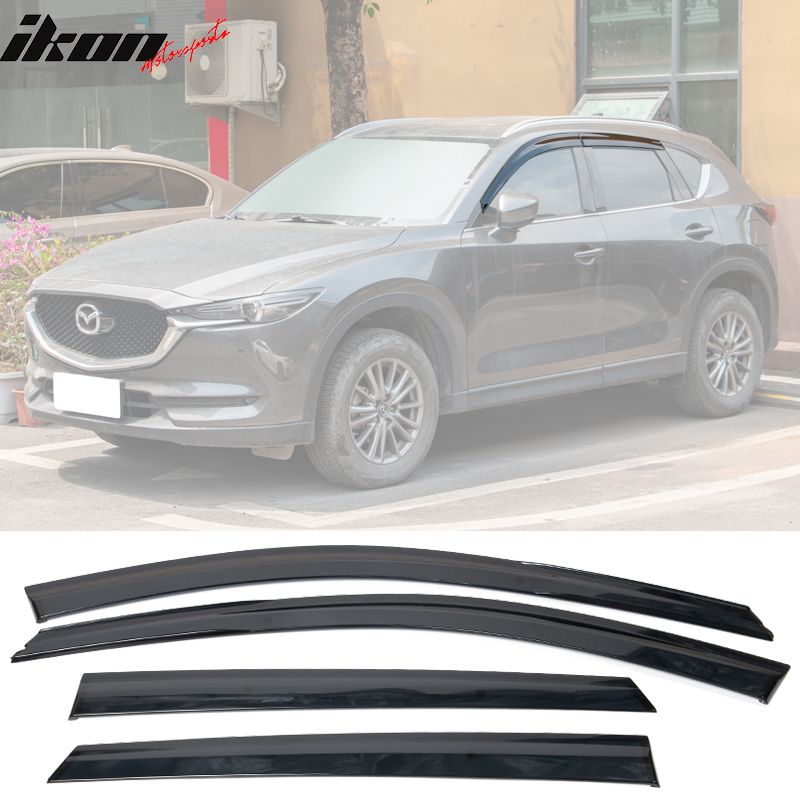 Fits 2017-2025 Mazda CX-5 KE Polycarbonate Window Visors Wind Deflector 4Pc Set