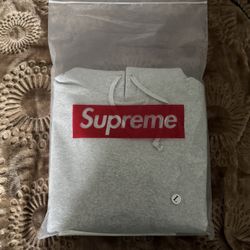 Brand New Never Worn Gray Supreme Hoodie Size L In Men’s With Supreme Bag