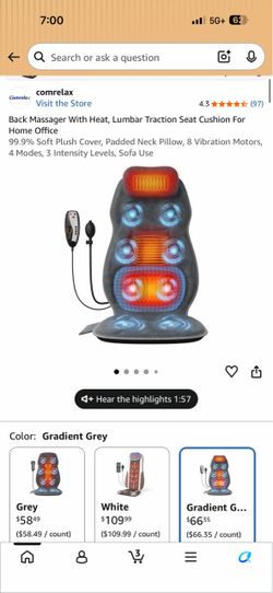 Vibration Back Massage Cushion – Heat & 8 Massage Modes