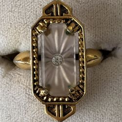 vintage 1977 Avon Frostlights Pink Camphor Glass Ring. Size 4