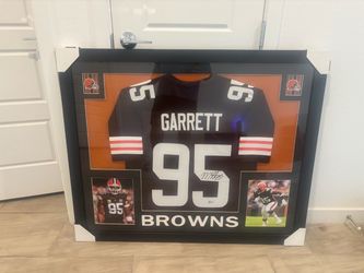 Miles Garrett Framed, SIGNED  and CERTIFIED Jersey