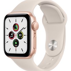 Apple Watch SE 1st (GPS) 40mm Gold Aluminum Case with Starlight Sport Band - Gold Free Gift Included 