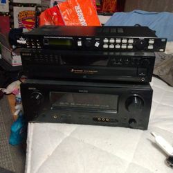 Denon Receiver, Sony Five Disk Changer, Professional Karaoke Machine Processor 