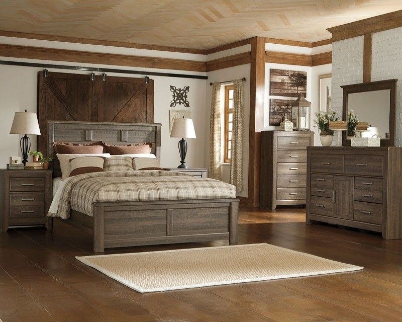 DARK BROWN 7PC-DRESSER MIRROR QUEEN PANEL BED 2 NIGHTSTANDS