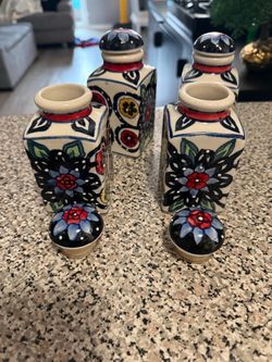 Hand-Painted Ceramic Spice Jar Set