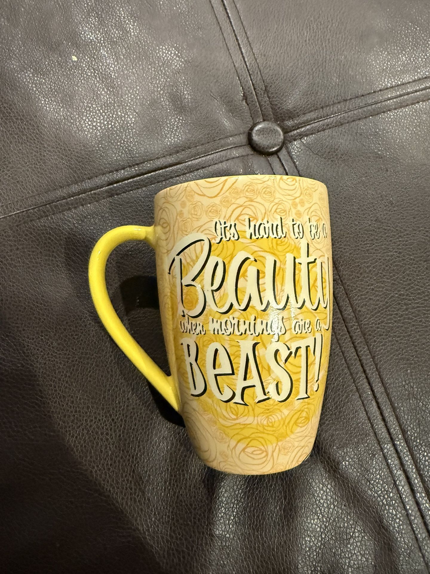 Kitchen Disney Parks Collection Disney Parks Belle It's Hard To Be A Beauty When Mornings Are A Beast Yellow Mug