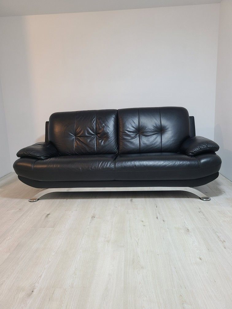 Black leather sofa and chair set