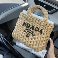 Prada Embroidered Logo Crochet Bag 