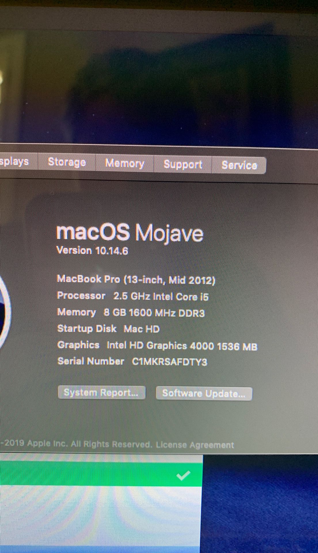 MacBook Pro 13 inch mid 2013