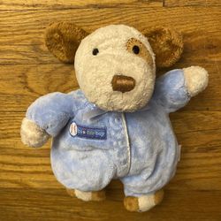 Carter's Plush Blue Tan "b is for boy" baseball rattle Puppy Dog lovey baby toy