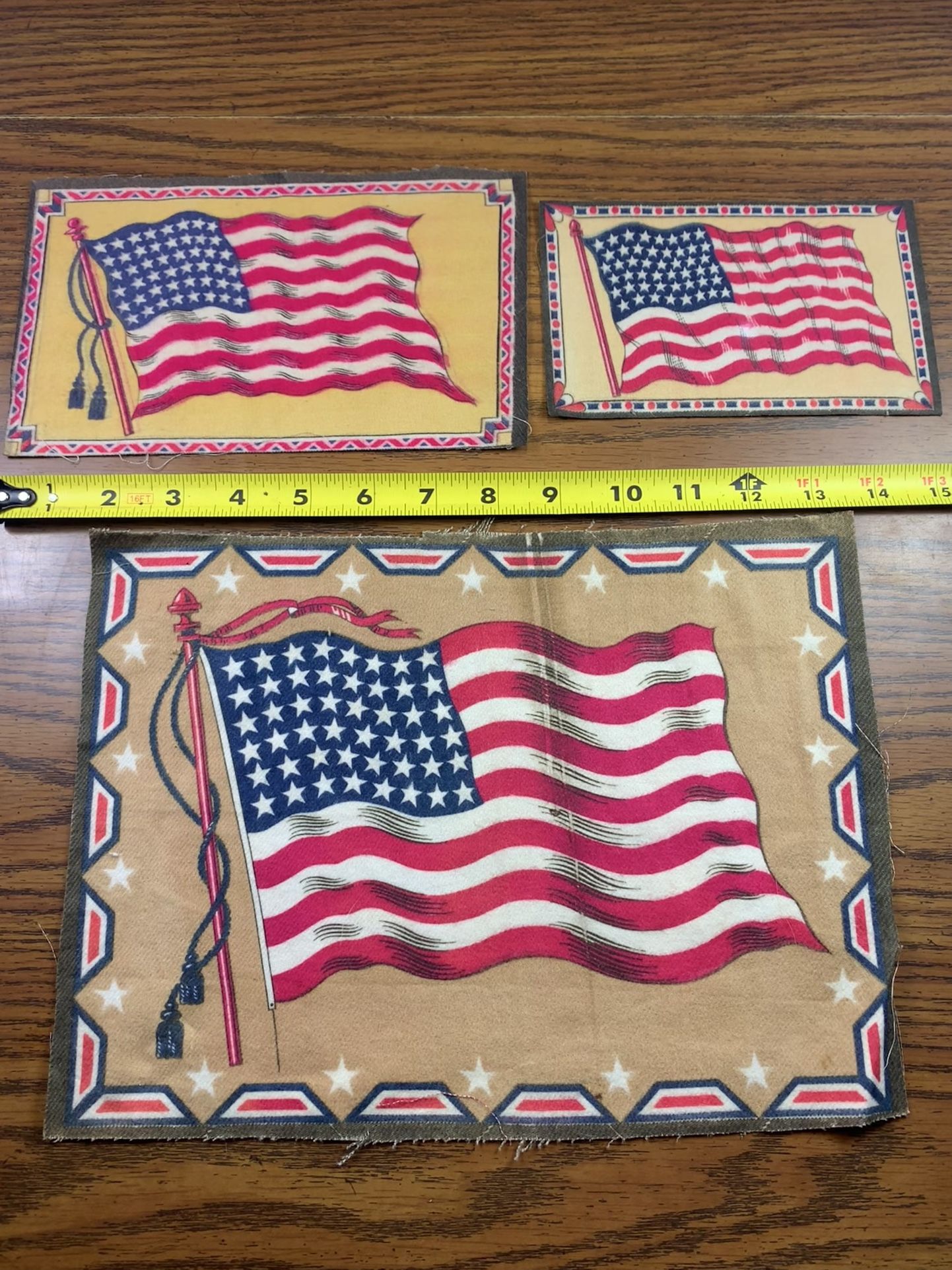 3 Vintage 48 Star US USA Flag Cigarette Tobacco Felt 15.5”x10.5” Flannel Banners