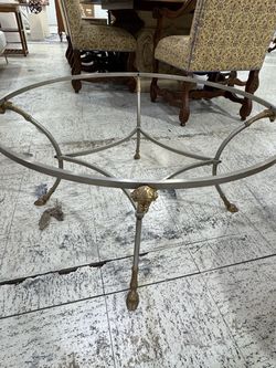 Round Glass Coffee Table with Lion Head Base