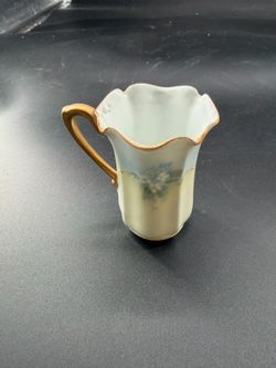 Delicate and Beautiful Miniature Ruffled Top Edge and Gilded Gold Handle Creamer