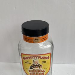 Vintage Old Betty Plants Herbal Cough Glass Apothecary Jar