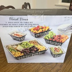 Floral Vines 5 Piece Oven to Table Set