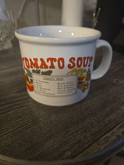 Vintage Retro 1970s Tomato Soup Recipe Ceramic Mug / Soup Bowl