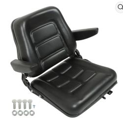 New Universal Forklift Seat Foldable W/ Armrests Micro Switch For Tractor Excavator Lawn Mover
