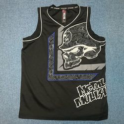 VTG Y2K Metal Mulisha Mens Graphic Tank Top Skull V-Neck Embroidered Sz SMALL