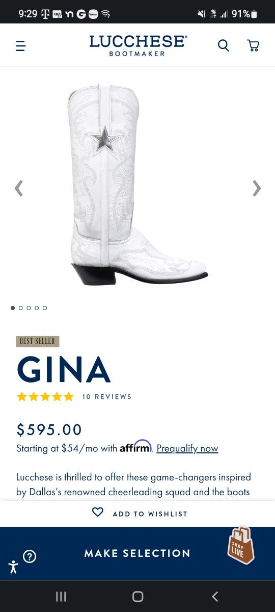 Lucchese White GINA boots