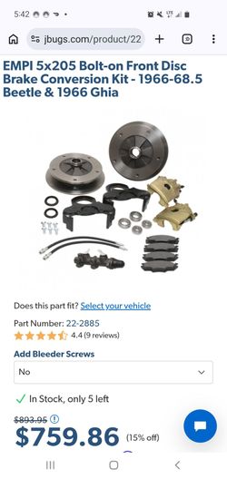 EMPI Zero Offset Ball Joint Front 5x205 Wide 5 Lug Disc Brake Kit