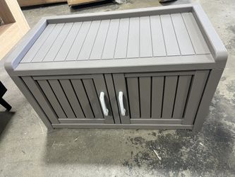 NEW - NEW - Shoe Cabinet, Waterproof UV-Resistant Outdoor/Indoor Shoe Storage Cabinet with Adjustable Shelves, Shoe Organizer with 2 Barn Doors for Fo