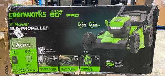 Greenworks 80V 21" Brushless Cordless Self-Propelled Lawn Mower, 4.0 Ah Battery and Rapid Charger Included
