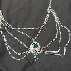 New Turquoise/Silver Boho Style Multilayer Anklet With Asst Toe Rings