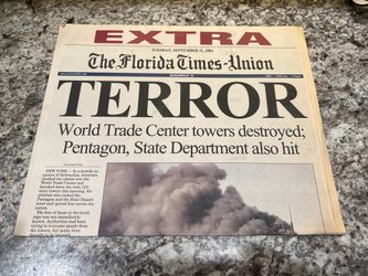 Original 9/11 Newspaper Collection – Sept. 11-16, 2001 Florida Times-Union