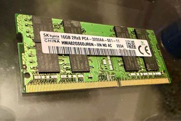 SK Hynix 16GB DDR4 Laptop RAM PC4-3200AA 2Rx8 SODIMM HMA82GS6DJR8N-XN